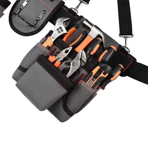12 Pockets Tool Bag Belt 1 Hammer Holder Ergonomic Design High Durability Polyester Nylon for Electricians Carpenters Mechanics Gardeners