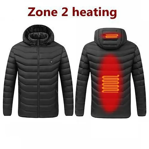 2 Zone Electric Heated Jacket Winter Intelligent USB Rechargeable Heating Cotton Coat Motorcycle Winter Smart Jacket