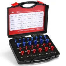 Aluminum Alloy Thread Checker Set SAE and Metric 26-Piece and 44-Piece Portable Carrying Case for Mechanics and DIY Enthusiasts