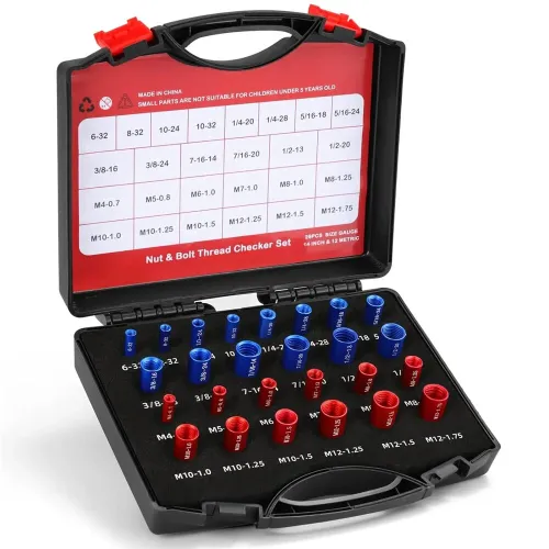 Aluminum Alloy Thread Checker Set SAE and Metric 26-Piece and 44-Piece Portable Carrying Case for Mechanics and DIY Enthusiasts