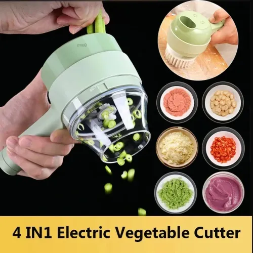 4-in-1 Handheld Electric Vegetable Cutter and Meat Mincer Quick and Convenient Kitchen with Direct-to-Pot Feature and Easy Clean Design USB Rechargeable 40W Motor Power