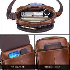 BULLCAPTAIN Men's Genuine Leather Crossbody Bag Business Casual Shoulder Bag Small Fashion Messenger Handbag Stylish Design