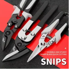 Industrial Chrome Vanadium Steel Aviation Snips 250mm Bent/Straight Head Non-Slip Handle Sheet Metal PVC Cutter HRC56