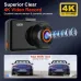 3-Inch Dash Cam Front 4K UHD Rear 1080P 170 Dual-Lens WiFi Driving Recorder HD Dual Recording Car Front Windshield DVR G-Sensor