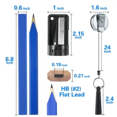 14Pcs Carpenter Pencils 7 Inch Flat Octagonal HB Carpenter Marking Pencils with Pencil Sharpener and Silicone Heavy Duty Retractable Pen Holder for Woodworking Marking Tool
