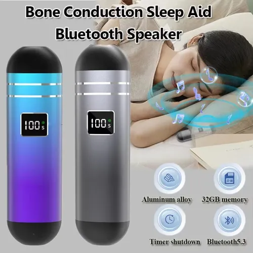 QY09 Under Pillow Sleep Aid bluetooth Speaker Mini Bone Conduction Soundbar LED Display Built-in 32GB TF Card 15H Playback Support Timed Shutdown 38g Lightweight Wireless Speakers