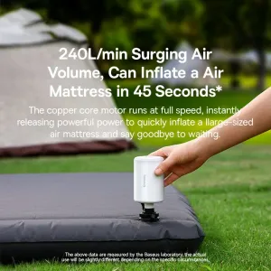 Baseus 5 in 1 Portable Air Pump Inflator Deflator Vacuum Storage for Air Mattresses Beds Swimming Ring Camping Outdoor   Inflator