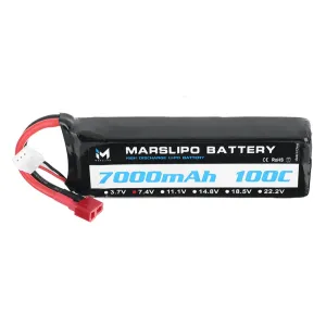 MARSLIPO 7.4V 7000mAh 100C 2S Lipo Battery T Plug with XT60 Adapter for RC Model Toys