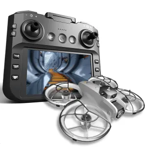 ZHRC Z4 WiFi FPV with 4.3inch LCD Screen Controller HD Dual Camera Electrically Adjustable Optical Flow Hover 360 Obstacle Avoidance Circle Protection Brushless 2.4G 4CH 6-Axis Remote Control Toys RC Drone Quadcopter RTF