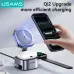 USAMS CD257 Qi2.0 3-in-1 Magnetic Wireless Charger 15W Fast Wireless Charging Stand with Retractable Cable for iPhone 17 17Pro 16 Pro Max 15 14 13 for Android Phone for Apple Watch for Airpods Portable Foldable Design