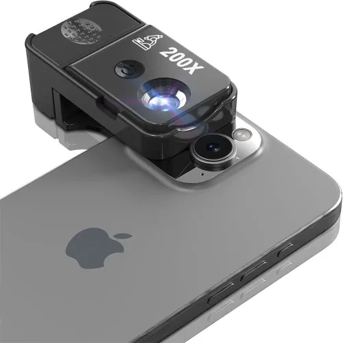 200x Mobile Phone Microscope with LED Light Macro Lens Manual Focus CPL Filter High Magnification Portable for Smartphone Camera