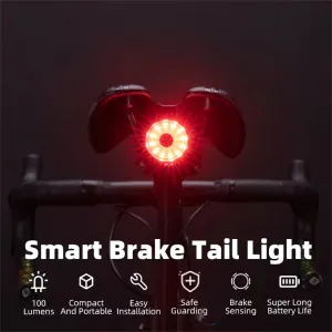 ROCKBROWR05 100LM Smart Smart Brake Bicycle Taillight 7 Lighting Modes USB Charging 500mAH Bike Rear Light for Outdoor Night Warning Safe Cycling