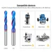 1/4 Inch/6.35mm 8mm Shank Spiral Up Cut Ball Nose End Mill Router Bit with Nano Blue Coating Milling Cutter Tungsten Carbide Flutes