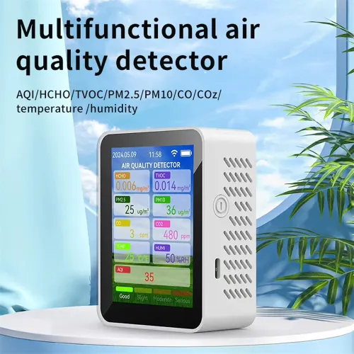 14-in-1 Tuya WiFi Air Quality Monitor HCHO TVOC CO2 Carbon Monoxide PM2.5 PM10 Temperature Humidity Portable Rechargeable Smart Sensor App Control