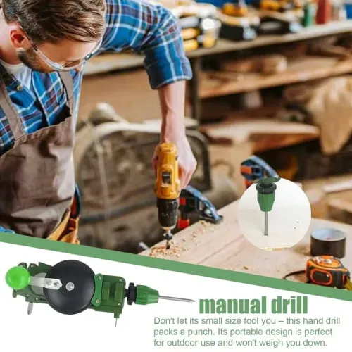 Hand Crank Hole Puncher Manual Drill Multi Purpose Tool for Wood Glass Sharpening Lightweight Portable Metal ABS Construction
