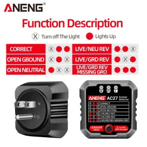 ANENG AC27 Smart Socket Tester EU/US Plug Polarity Phase Check Voltage Detector Test Electroscope Meter Circuit Breaker Finders