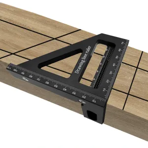 Carpenter Square Aluminum Miter Triangle Hole Ruler Woodworking Square Protractor 3D Multi Angle 45 90 Degree Layout Measuring Tool