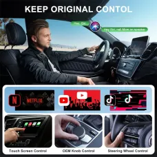 Wireless CarPlay Adapter Support Watch Video Online Netflix/YouTube/Tiktok For OEM Wired CarPlay Cars