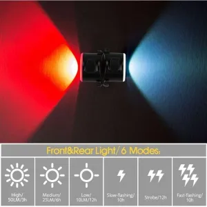 Smart Bike Taillight 12 LELamp Beads 6 Light Modes 500mAh Battery Waterproof Bicycle Warning Light for Electric Bike Mountain Bike