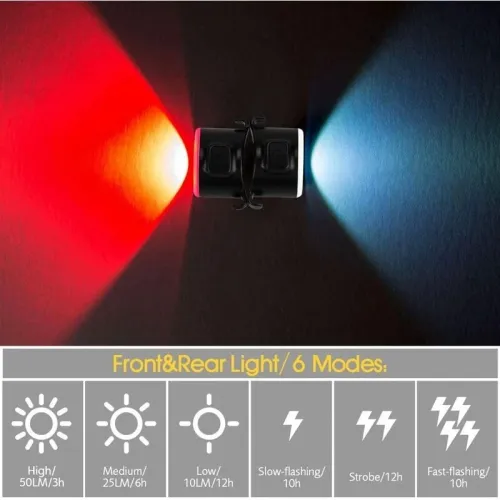 Smart Bike Taillight 12 LELamp Beads 6 Light Modes 500mAh Battery Waterproof Bicycle Warning Light for Electric Bike Mountain Bike