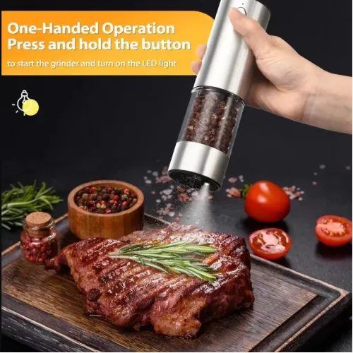 Stainless Steel Electric Pepper Grinder Set Rechargeable 95ML Pepper Grinder Set Sea Salt Grinder Electric Black White Pepper Grinder Bottle