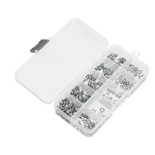 240PCS M2 M2.5 M3 Hexegon Nuts Weshers Screw Box Accessories Set Spare Parts for Fixed Wing RC Airplane