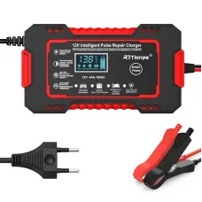 RJtianye European Standard 12V 6A Smart Pulse Repair Charger for SUV Motorcycle Charger LED Screen Display