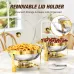 Warmounts Gold Chafing Dishes for Buffet with Glass Lid (5QT, 2/4 Pack), Round Chafer & Warmer Set with Lid Holder, Polished Stainless Steel, Rolled Rim Process, for Catering Events, Parties, Weddings