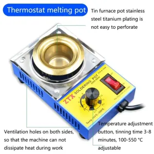 Adjustable Temperature Soldering Pot 160W 220V Tin Melting Furnace 100C to 550C EU Plug Compact Design Fast Heating