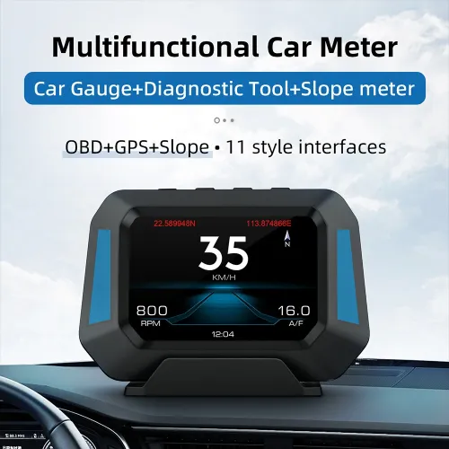 GEYIREN P21 HUD Head Up Display OBD 3.5inch Car Overspeed Warning Inclinometer Auto Electronic Voltage Alarm