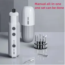 DELI Cordless Electric Screwdriver 3.6V Rechargeable Li-ion Battery Type C Fast Charging High Torque 3 Nm Adjustable Levels with 12 S2 Steel Bits for Furniture and Appliance Repair