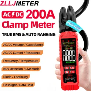 ZL33A ZL33B Rotating Clamp Meter 200A AC DC Current Voltage Tester 600V NCV Function Temperature Measurement Shockproof Case Compact Design Professional Electrician Tool