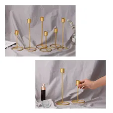 Golden Single Head Candle Holder Metal Nordic Geometric Candlestick For Home Office Restaurant Romantic Decoration