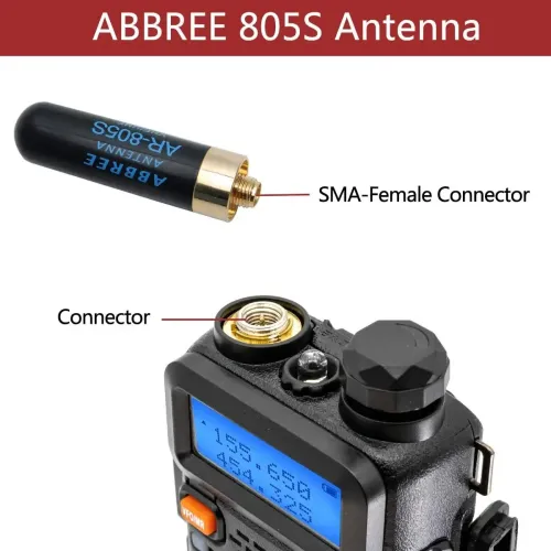ABBREE AR-805S Dual Band Antenna 144MHz 430MHz 10W SMA-Female Connector High Gain Compact Design for Handheld Radios
