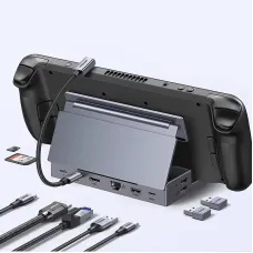 UGreen 9-in-1 Type-C Steam Deck Dock USB Adapter with USB2.0*2 / USB-C3.2 / USB-A 3.2 / PD100W Type-C / HD / RJ45 / SD / TF Card Reader Slot Multi-ports Hub Splitter Compatible with Steam Deck ROG Ally LEGION Go for iPhone 16 Pro/Pro Max