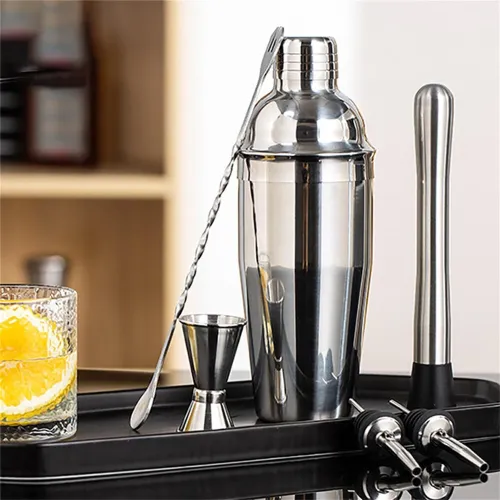 6PCS Stainless Steel Cocktail Shaker Set Professional Martini Drink Mixer Tool Set for Home Bar Party