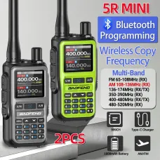 2Pcs BAOFENG UV-5R Mini 5W Walkie Talkie Bluetooth APP Programming Multi Band One Click Copy Frequency Type-C 5R Mini Two Way Radio