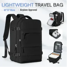 40*25*20cm Waterproof Nylon Travel Backpack 180 Open Design Laptop Clothing Shoes Compartment Luggage Bag with Trolley Strap