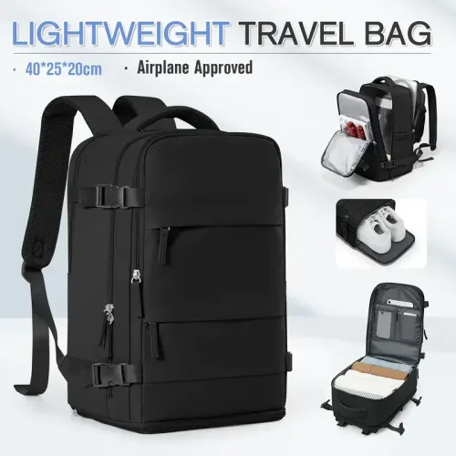 40*25*20cm Waterproof Nylon Travel Backpack 180 Open Design Laptop Clothing Shoes Compartment Luggage Bag with Trolley Strap