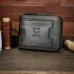 BULLCAPTAIN Retro Solid Cowhide Leather Zipper Men's Wallet Two-fold Money Clip RFID Multi-card Credit Holder