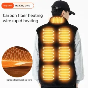 TENGOO HV-09F Heated Vest 9 Heating Areas USB Charging 3 Gear Temperature Control Coral fleece Windproof Outdoor Winter Warm Clothing