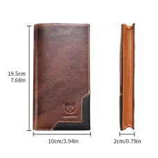BULLCAPTAIN Genuine Leather Mens Long Wallet Large-capacity Coin Purse RFID Blocking Credit Card Holder Multifunctional Handbag Clutch Wallet