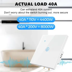 Tuya 40A Smart Wifi+bluetooth Water Heater Boiler Touch Switch 8000W Timer Schedule Voice Control with Alexa Google Home Yandex