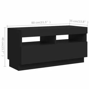 TV Cabinet with LED Lights Black 70.8"x13.8"x15.7