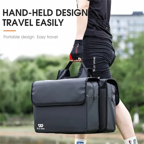 WESBIKING 36L Bicycle Pannier Bag Waterproof Carbon Leather Bike Rack Trunk Handbag Outdoor Travel Cycling Rear Seat Cargo Bag