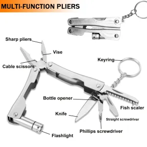 IPRee Labor Saving Mini Multitool Pliers with Led Light Lightweight Folding Pliers Antirust Stainless Steel Outdoor Tools Hiking