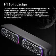 Havit M21 Wired Speaker Desktop Computer Soundbar Dual 66mm Speakers 360 Surround Stereo Deep Bass RGB Light Spliceable Detachable Gaming Subwoofer Music Box