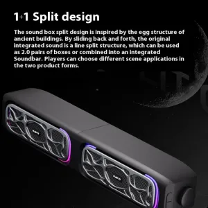 Havit M21 Wired Speaker Desktop Computer Soundbar Dual 66mm Speakers 360 Surround Stereo Deep Bass RGB Light Spliceable Detachable Gaming Subwoofer Music Box