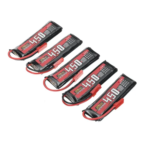 5 PCS ZOP Power 3.8V 450mAh HV 80C 1S LiPo Battery with JST Plug for RC Drone