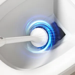 Tevorex Wireless Electric Silicone Head Toilet Brush Long Handle 360 rotation Cleaning Brush Household Bathroom USB Rechargeable White Cleaning Tools